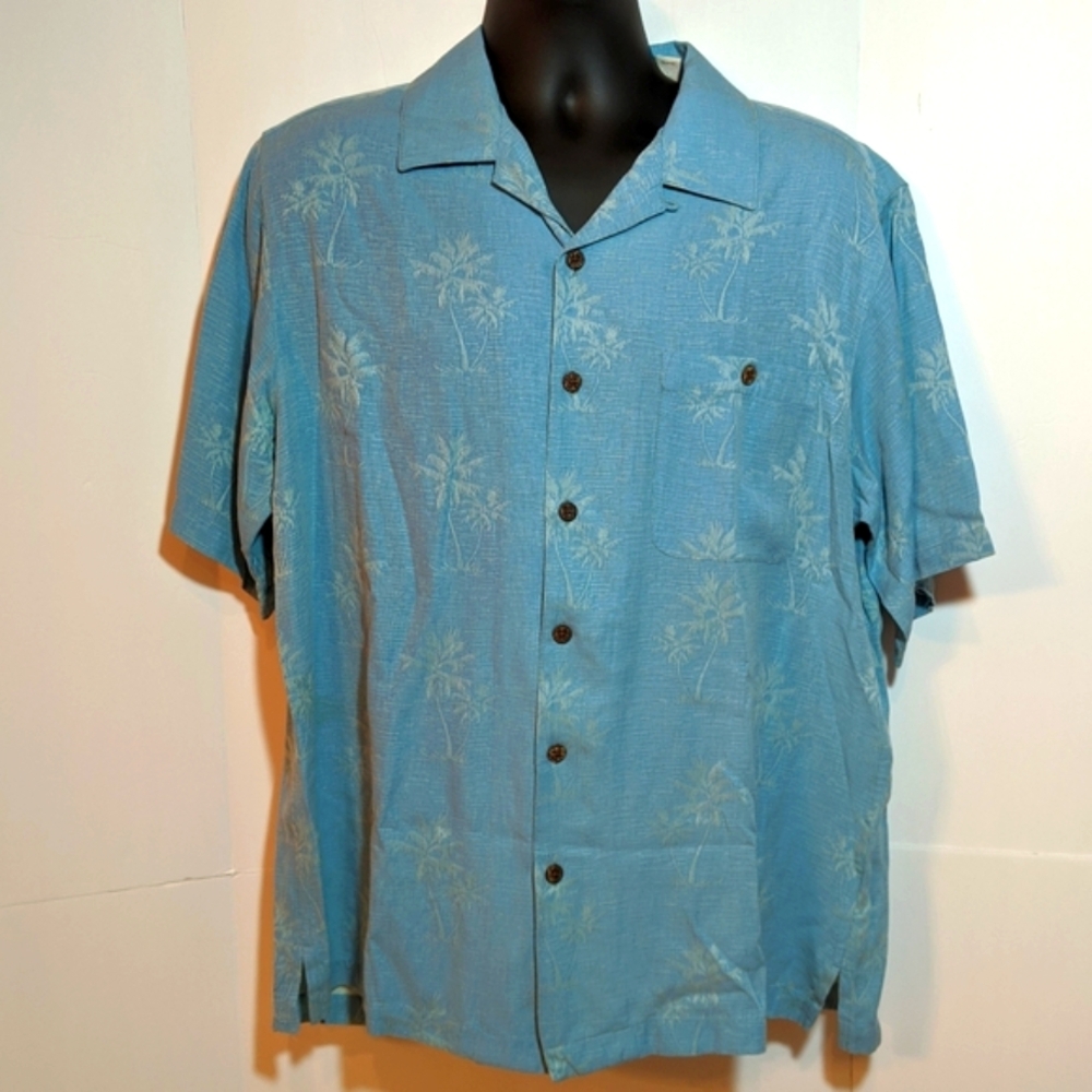 Men's Large Shirt CARRIBBEAN Sea Blue Hawaiian Style